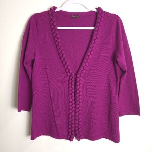 J.McLaughlin Merino Wool PomPom‎ 3/4 Sleeve Cardigan S